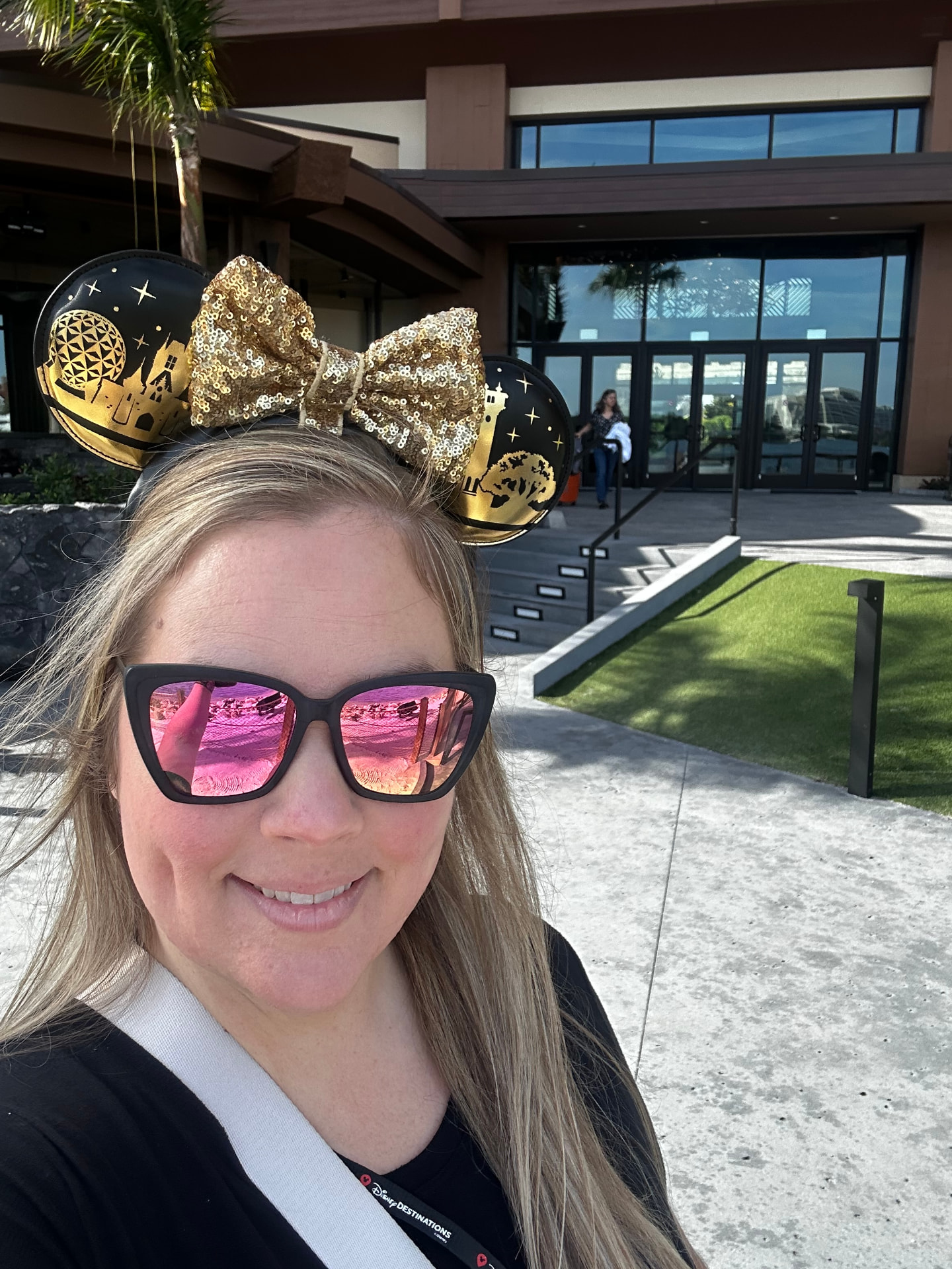 Sarah Field wearing gold Disney parks Minnie ears