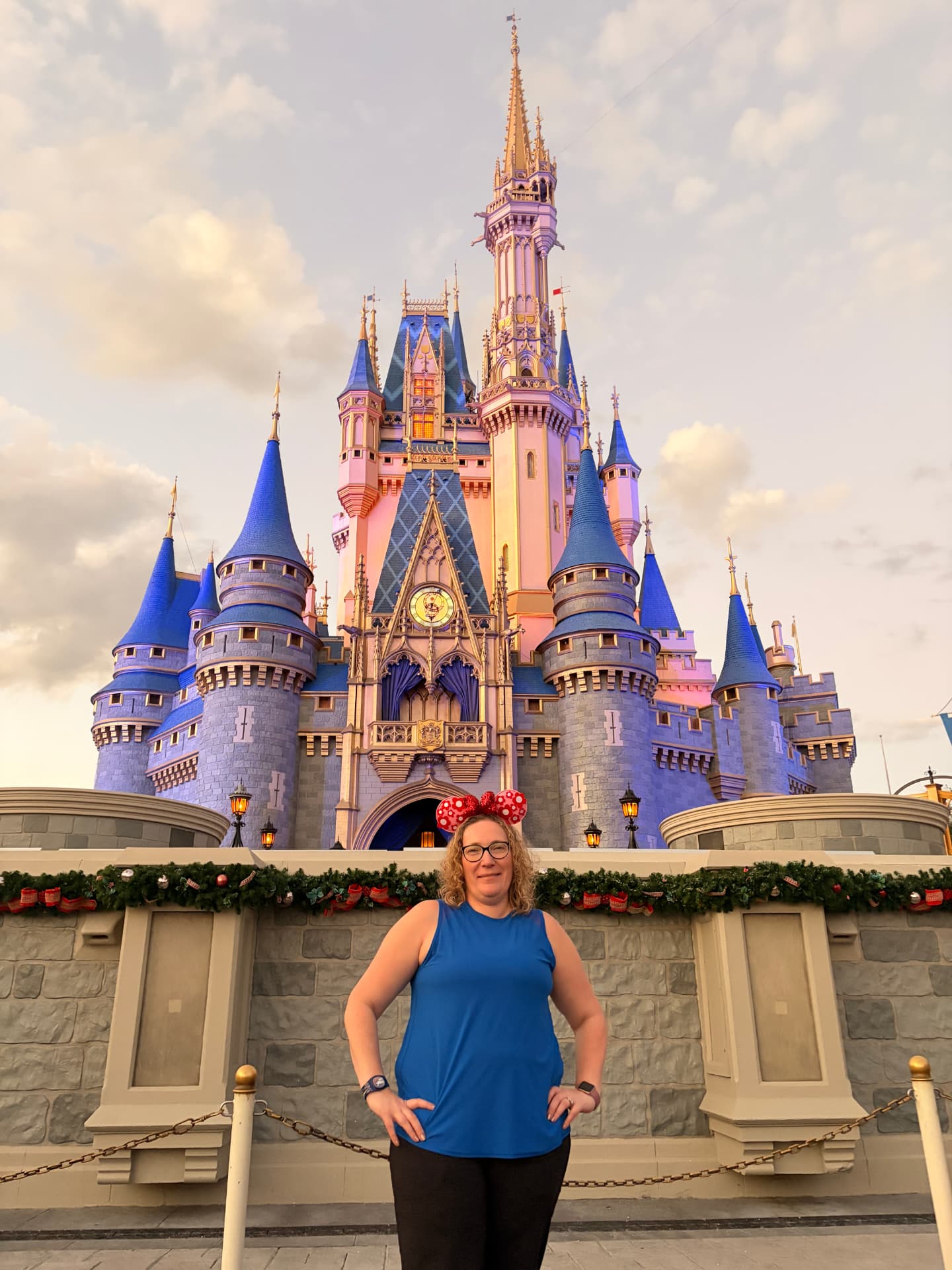 Jade Gambicourt in front of Cinderella Castle at Walt Disney World