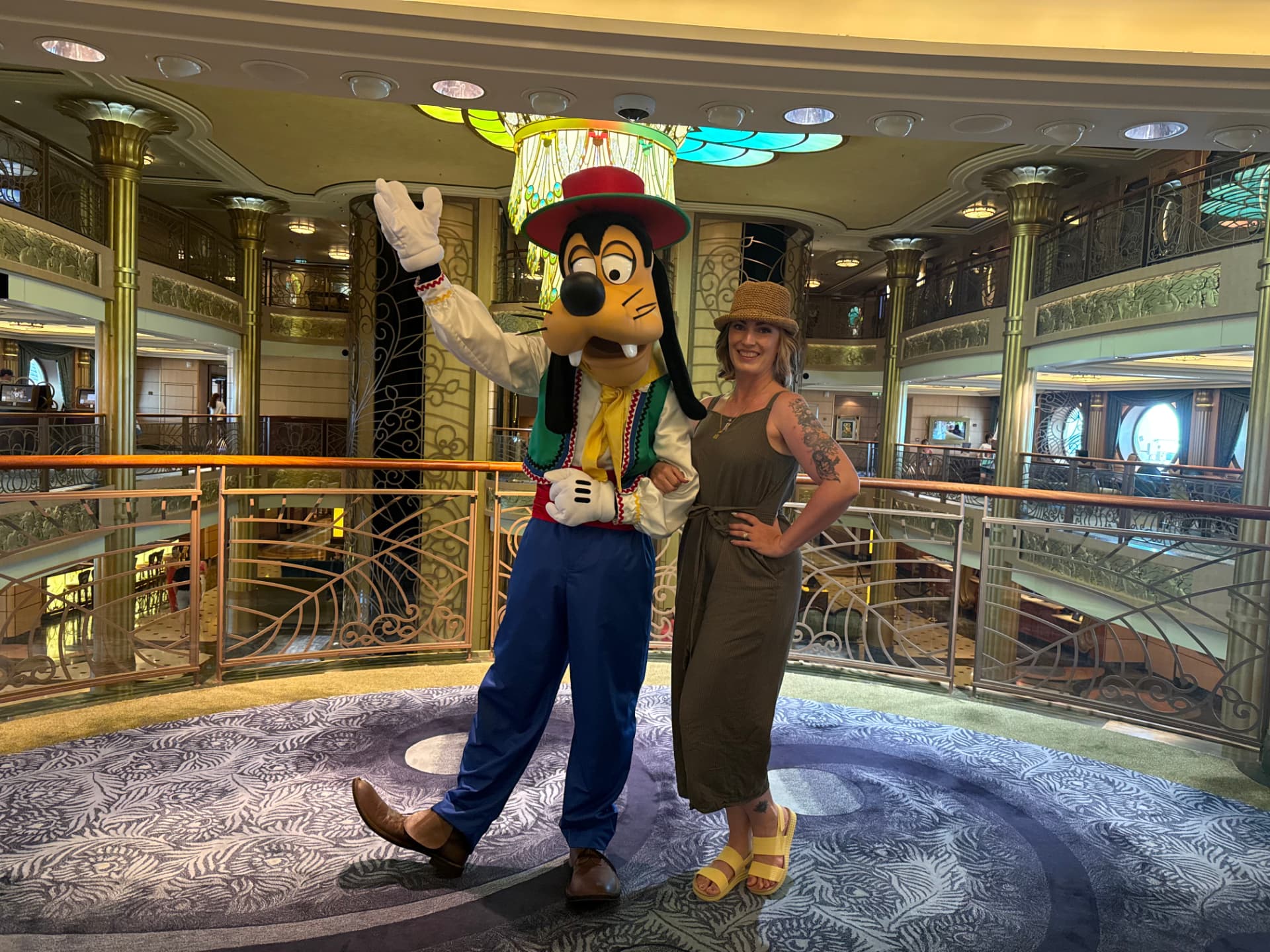 Jenn Lee with Goofy aboard the Disney Fantasy