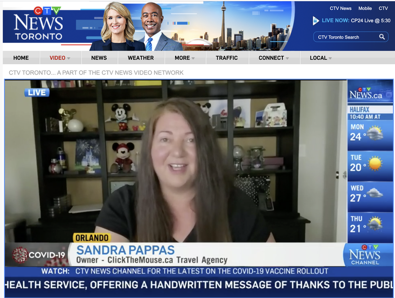 Sandra Pappas on CTV News discussing Disney travel