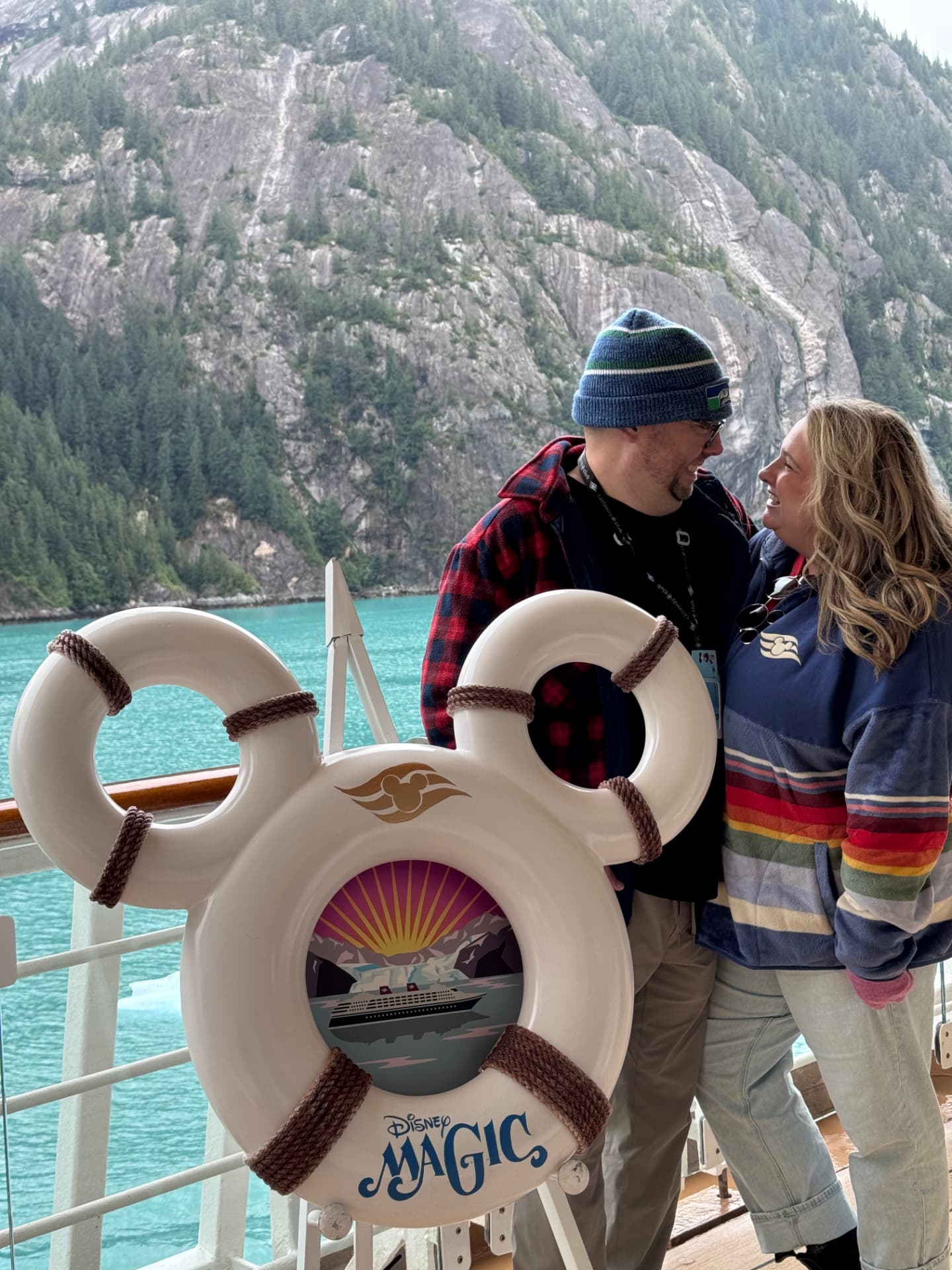 Jamie Thomas and her husband aboard the Disney Magic in Alaska