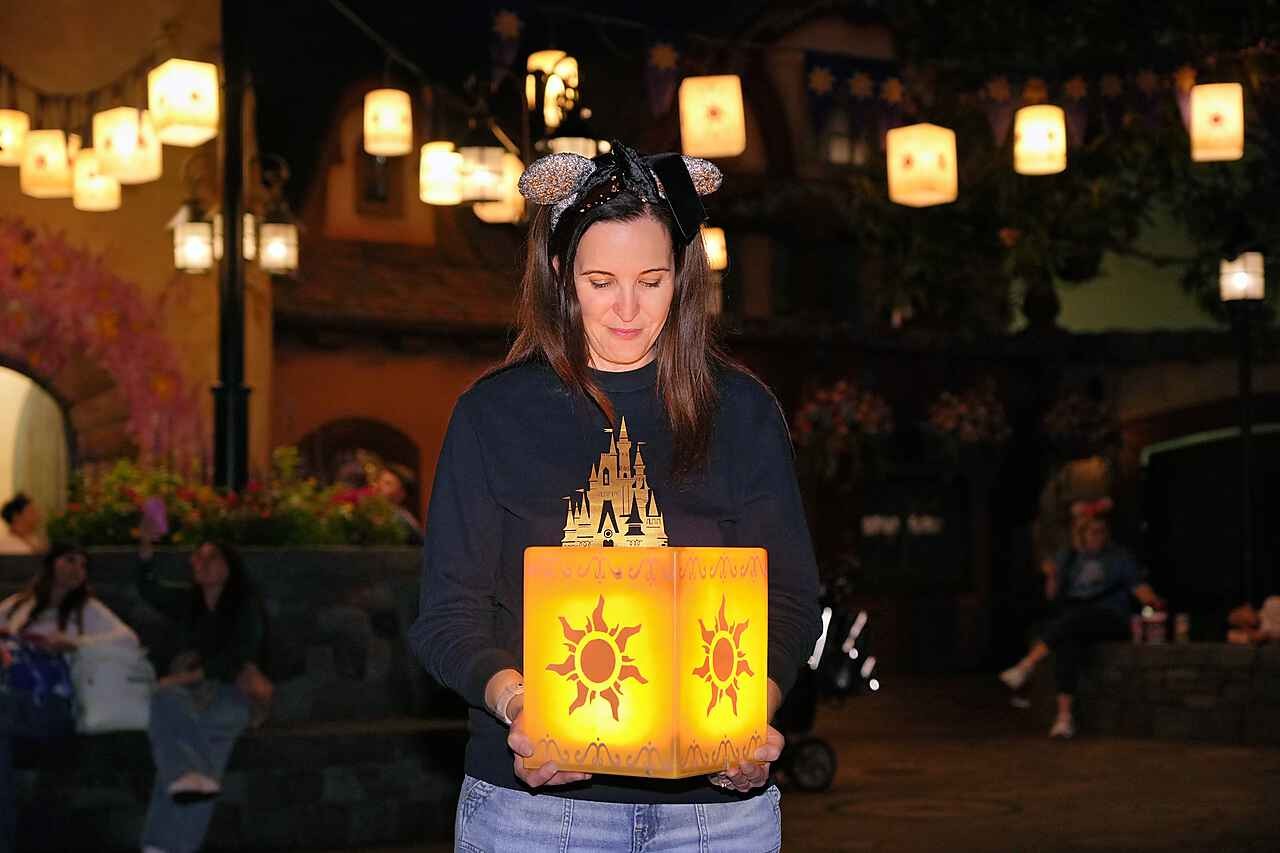 Alexis with a Tangled-inspired floating lantern